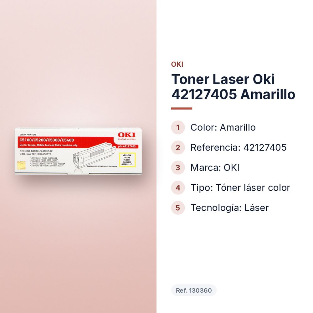 TONER LASER OKI 42127405 AMARILLO - características principales