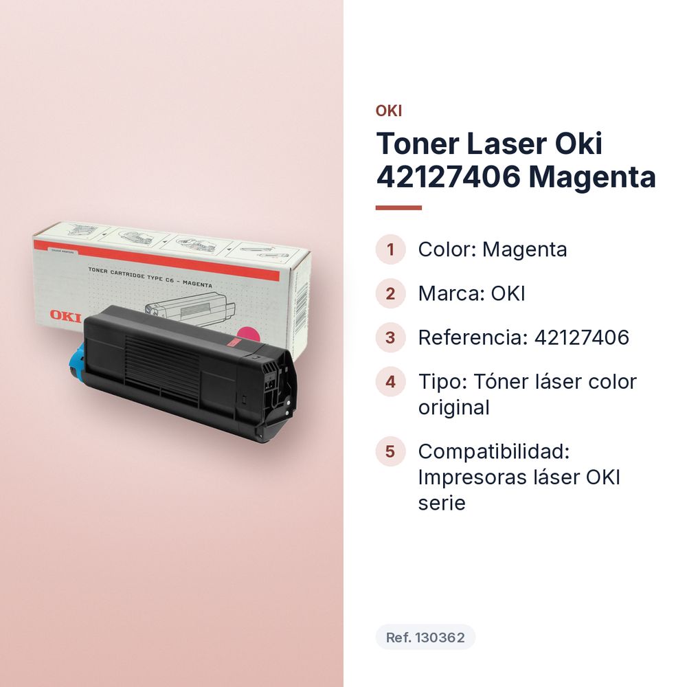 TONER LASER OKI 42127406 MAGENTA - características principales