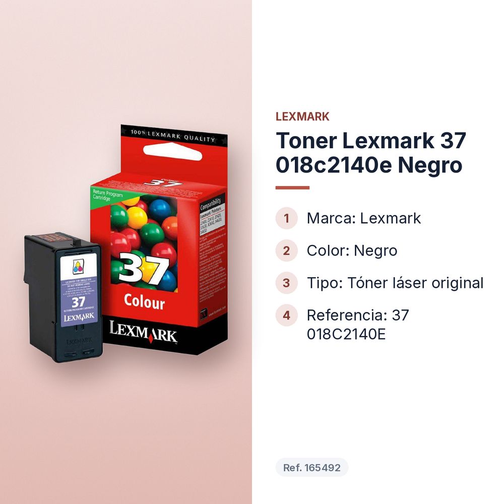 TONER LEXMARK 37 018C2140E NEGRO - características principales