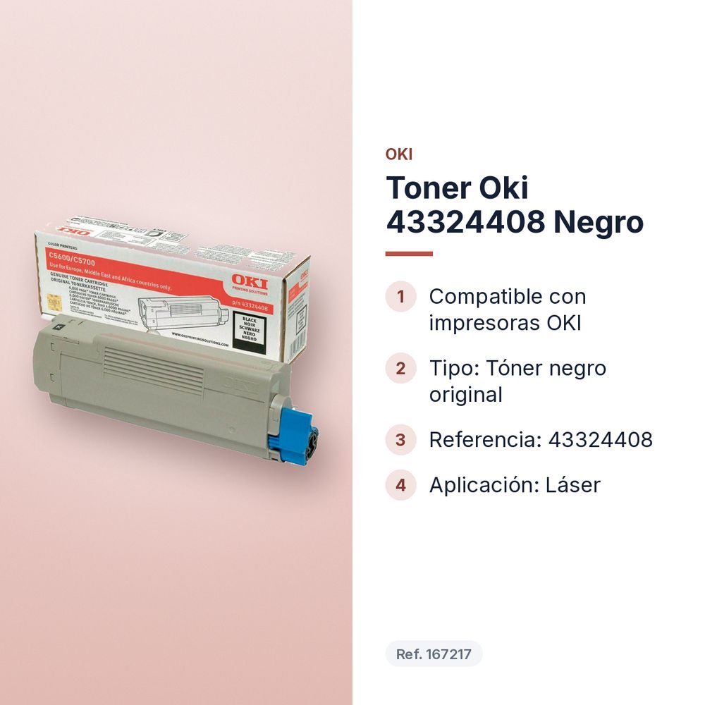TONER OKI 43324408 NEGRO - características principales