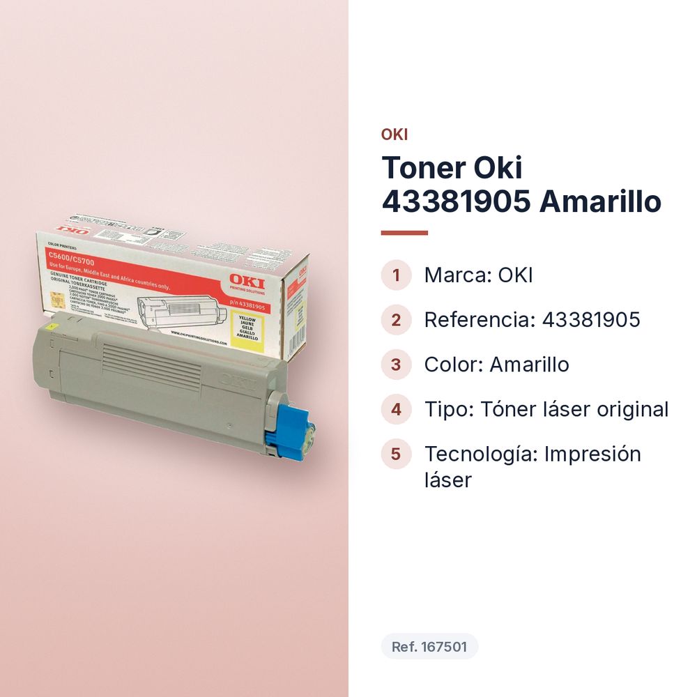 TONER OKI 43381905 AMARILLO - características principales