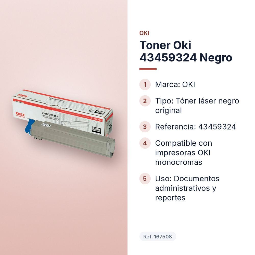 TONER OKI 43459324 NEGRO - características principales
