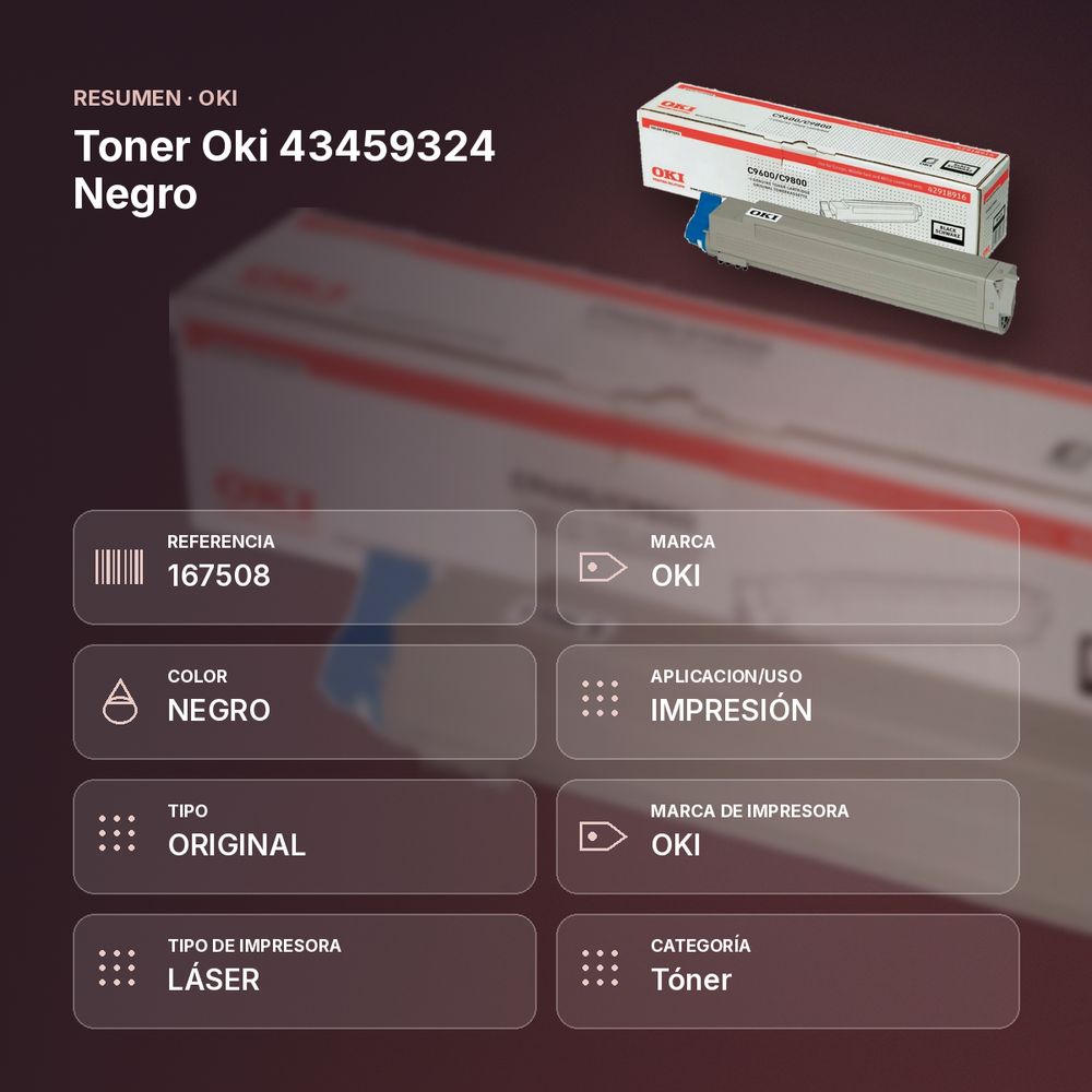 TONER OKI 43459324 NEGRO - resumen de atributos