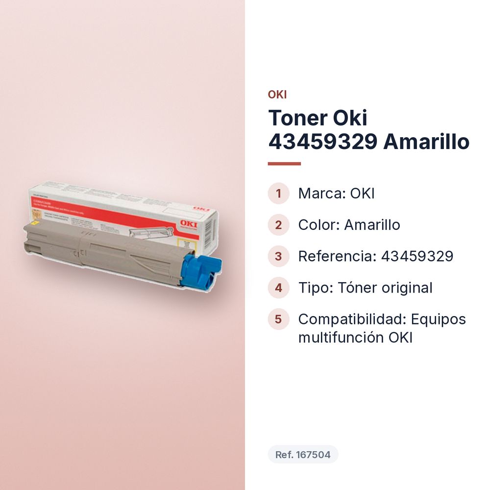 TONER OKI 43459329 AMARILLO - características principales