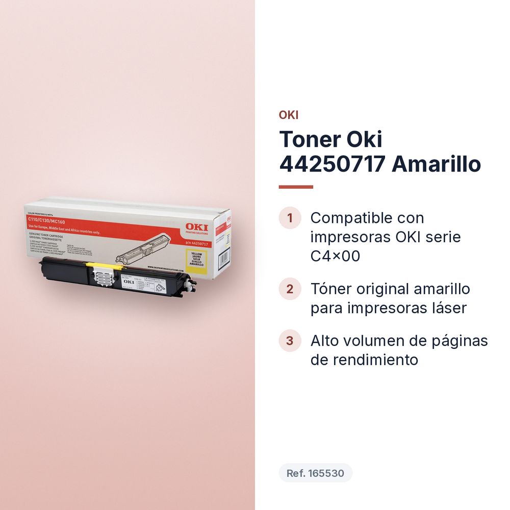 TONER OKI 44250717 AMARILLO - características principales