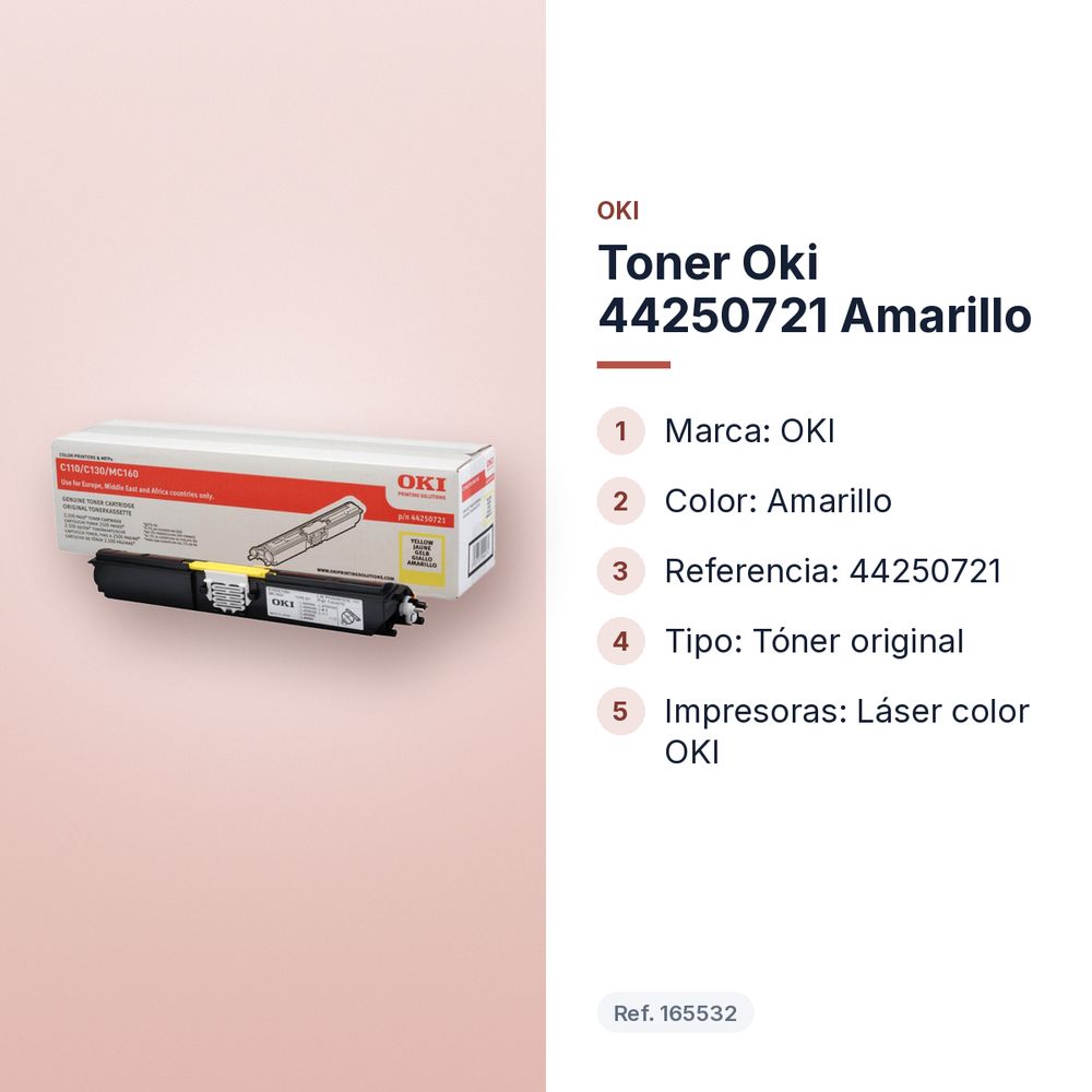 TONER OKI 44250721 AMARILLO - características principales