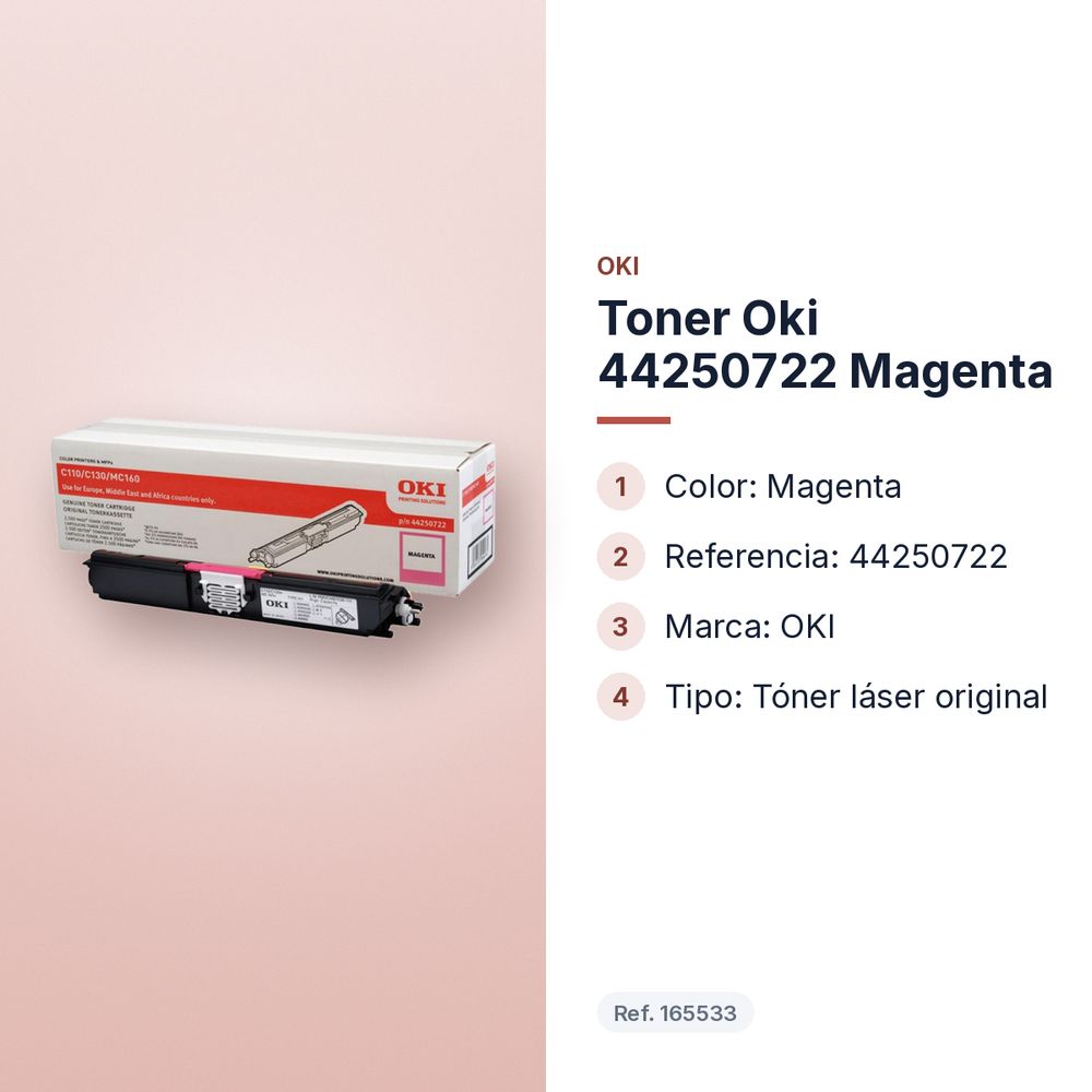 TONER OKI 44250722 MAGENTA - características principales