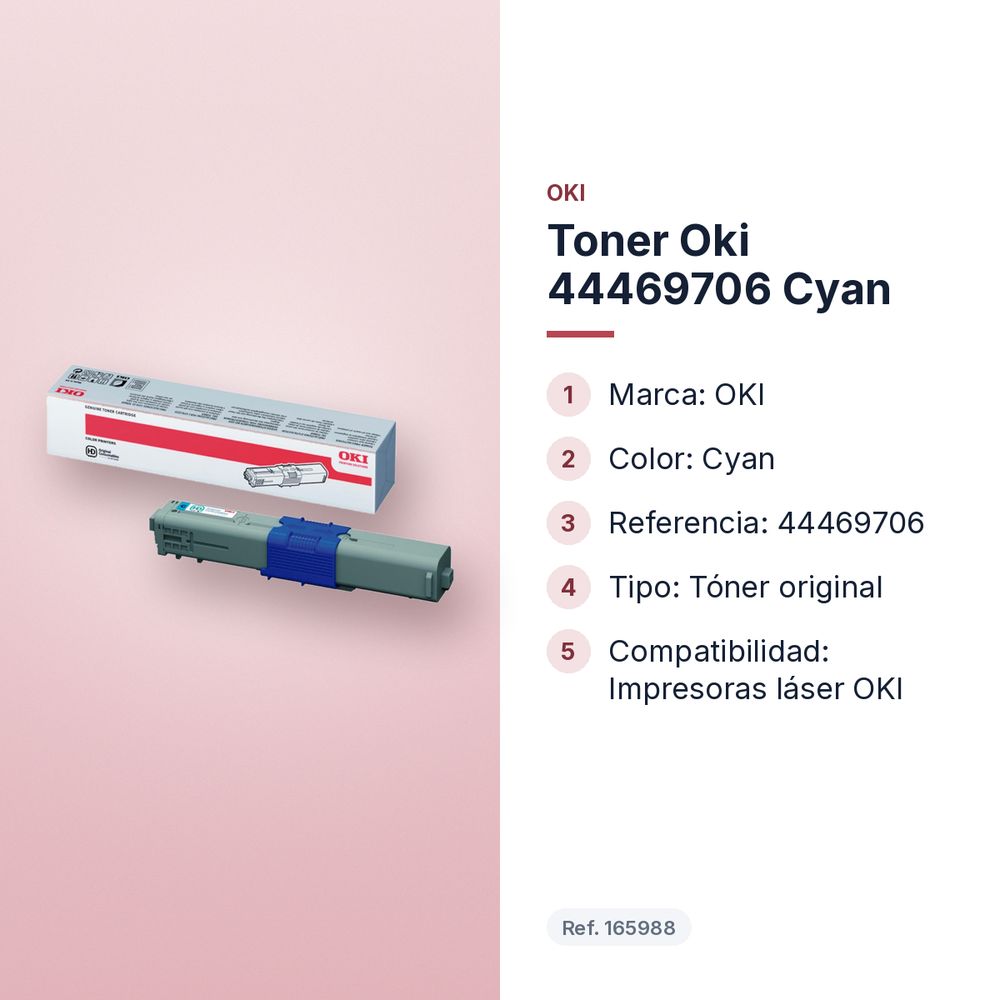 TONER OKI 44469706 CYAN - características principales