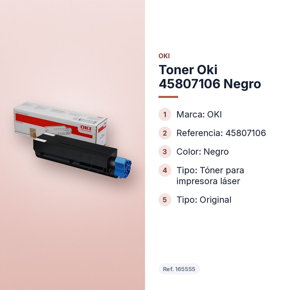 TONER OKI 45807106 NEGRO - características principales