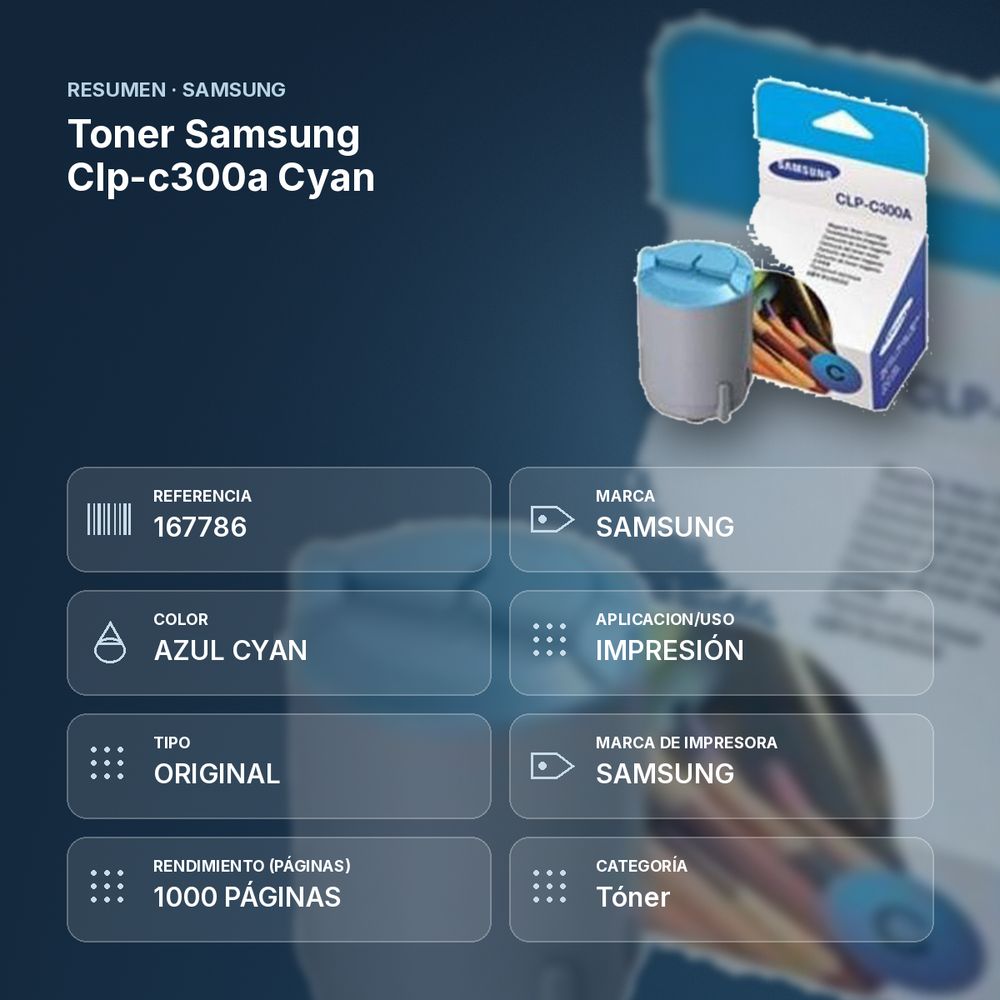 TONER SAMSUNG CLP-C300A CYAN - resumen de atributos