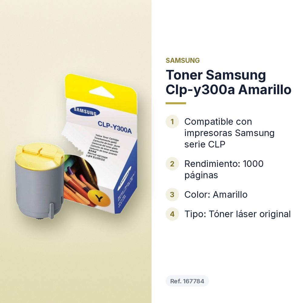 TONER SAMSUNG CLP-Y300A AMARILLO - características principales