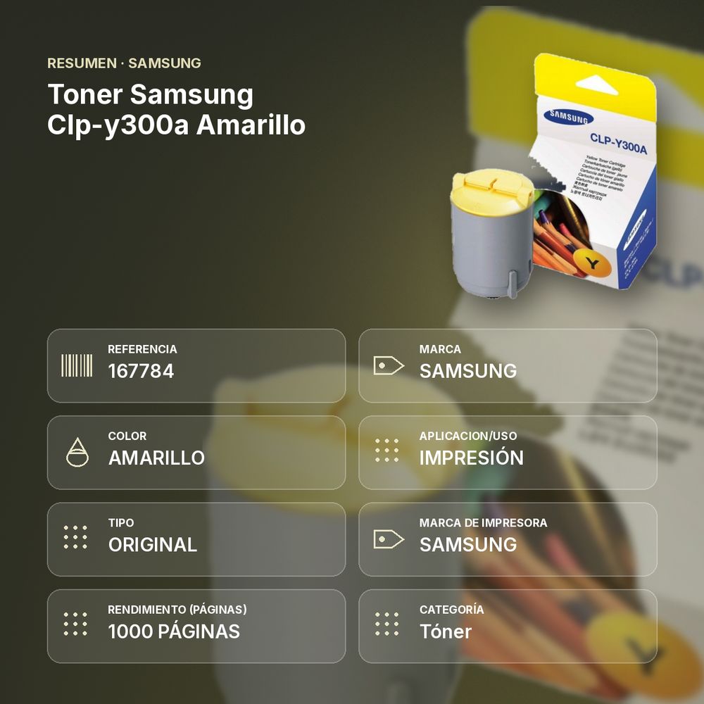 TONER SAMSUNG CLP-Y300A AMARILLO - resumen de atributos