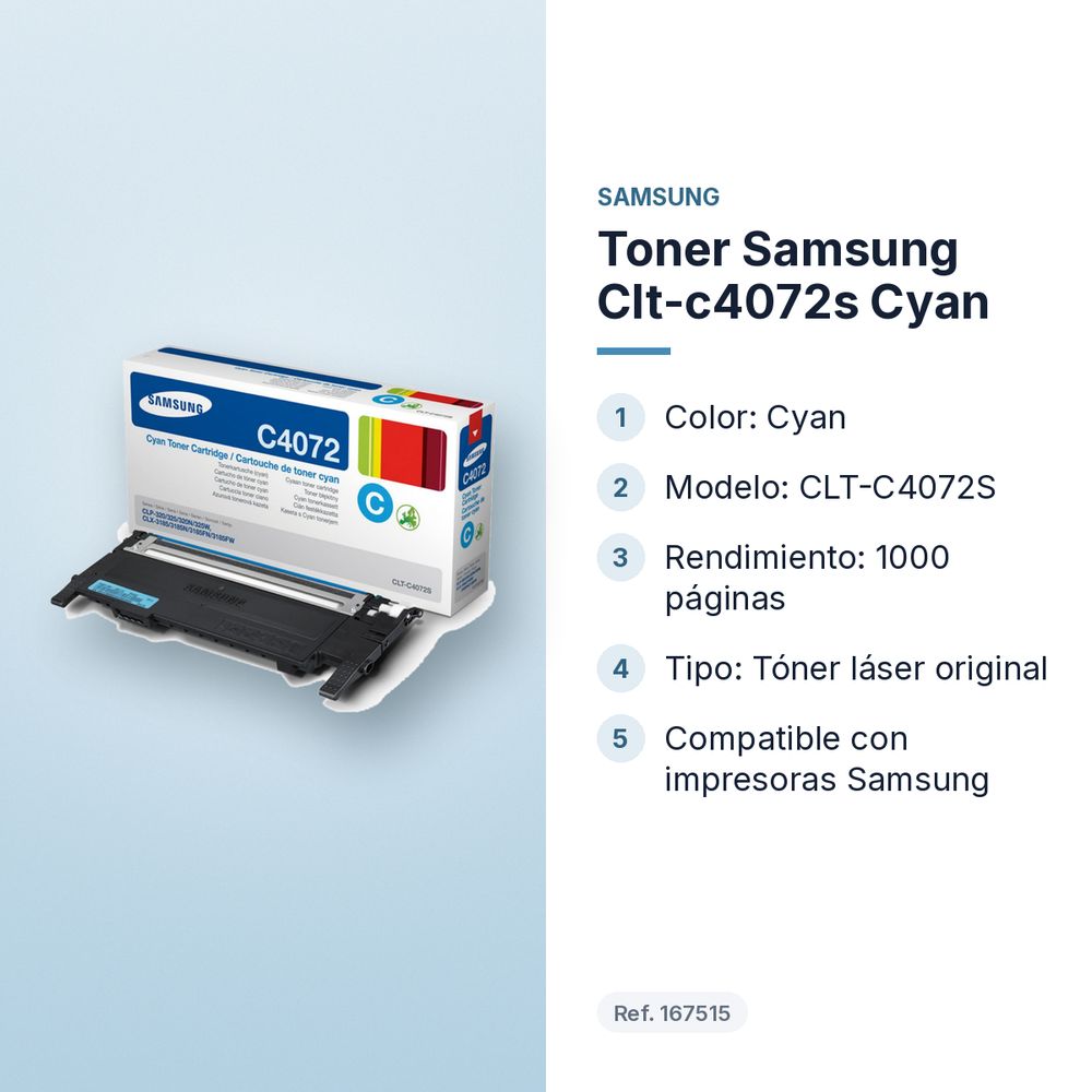 TONER SAMSUNG CLT-C4072S CYAN - características principales