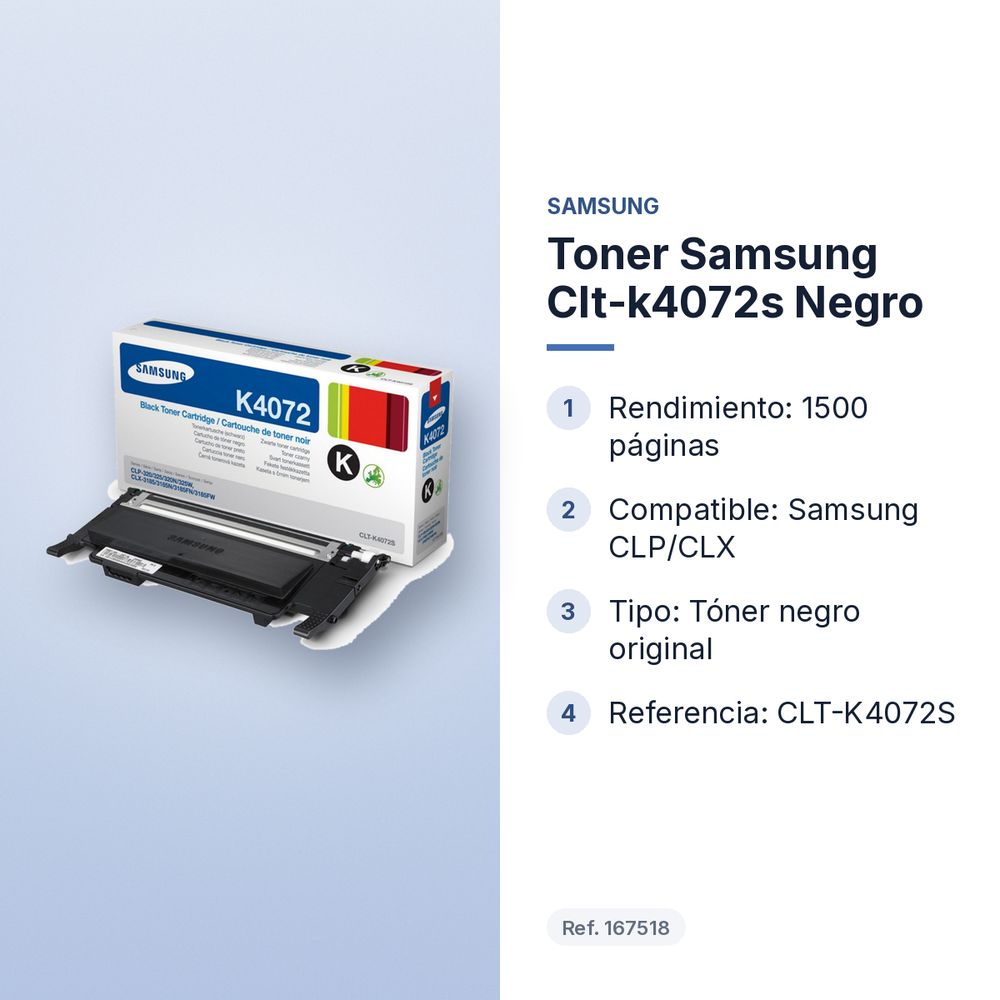TONER SAMSUNG CLT-K4072S NEGRO - características principales