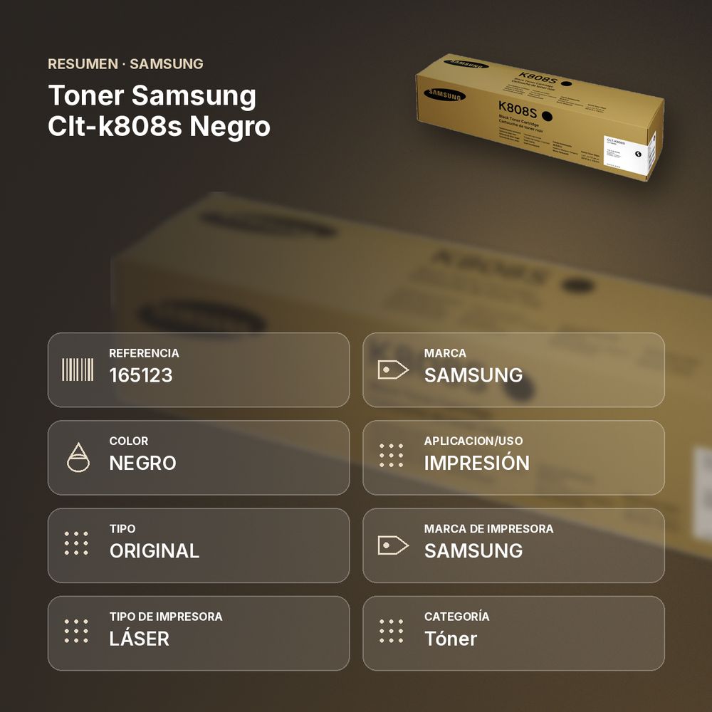 TONER SAMSUNG CLT-K808S NEGRO - resumen de atributos