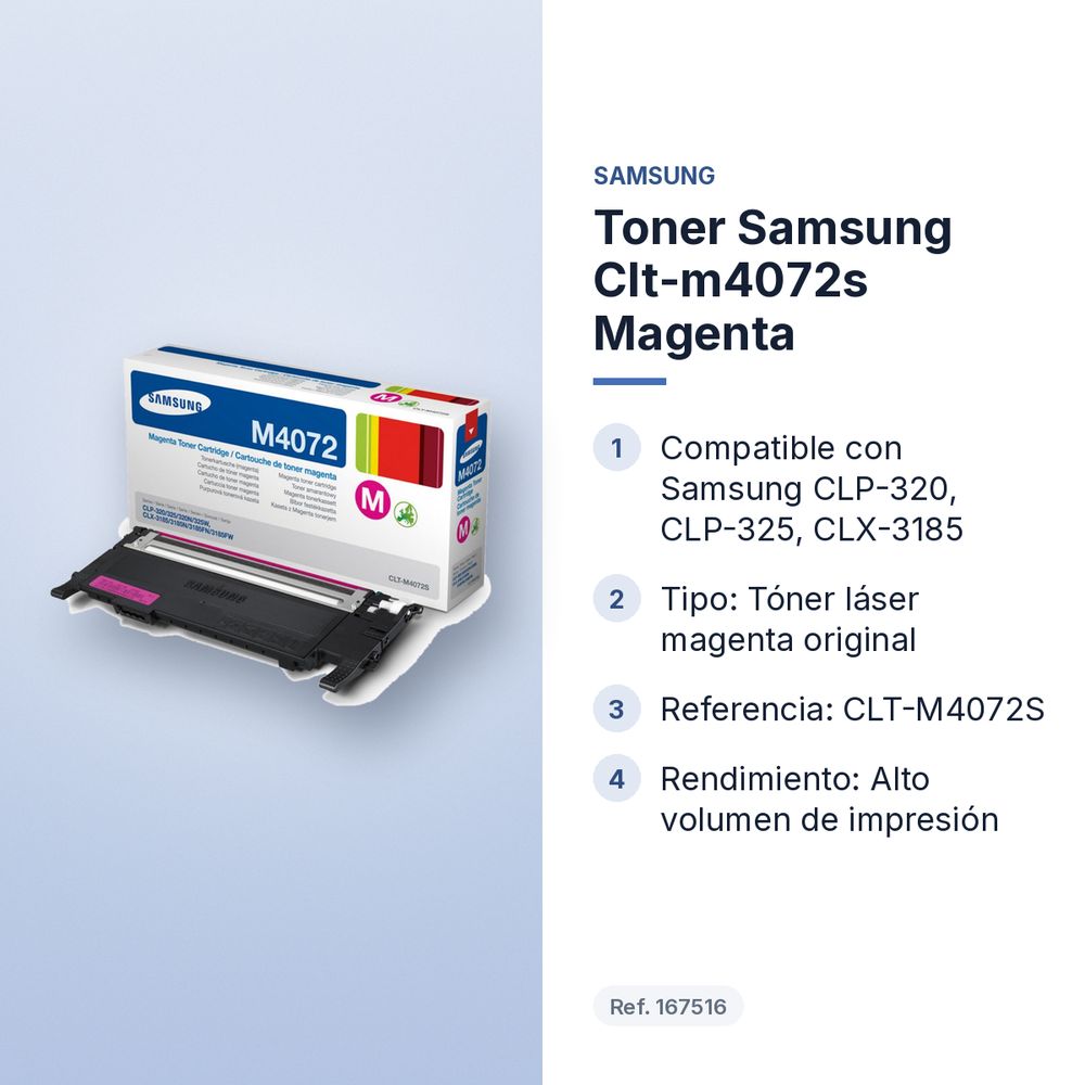 TONER SAMSUNG CLT-M4072S MAGENTA - características principales