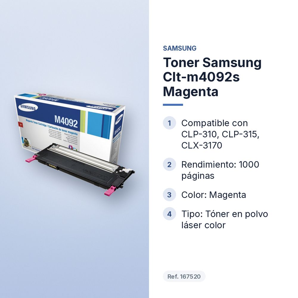 TONER SAMSUNG CLT-M4092S MAGENTA - características principales