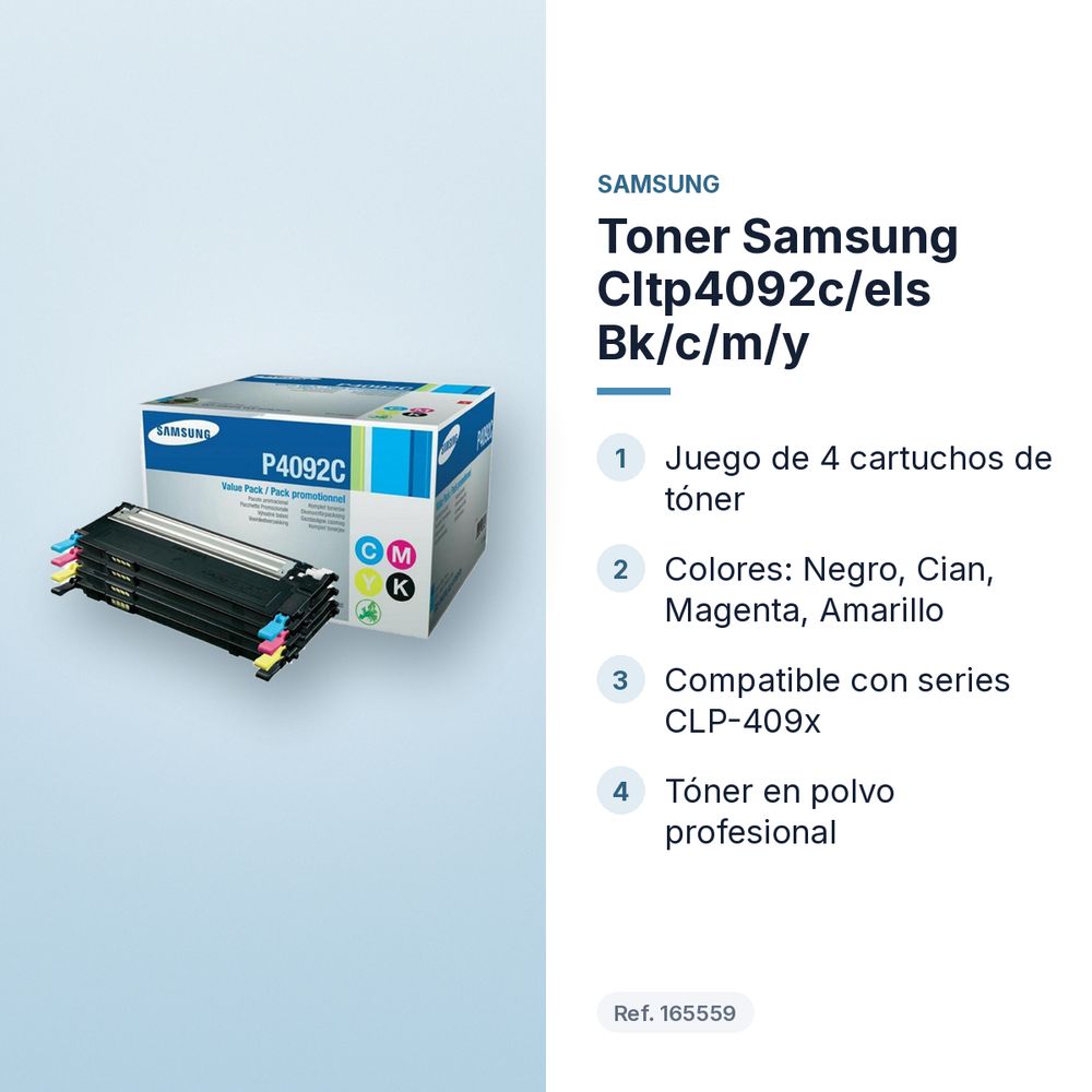 TONER SAMSUNG CLTP4092C/ELS BK/C/M/Y - características principales