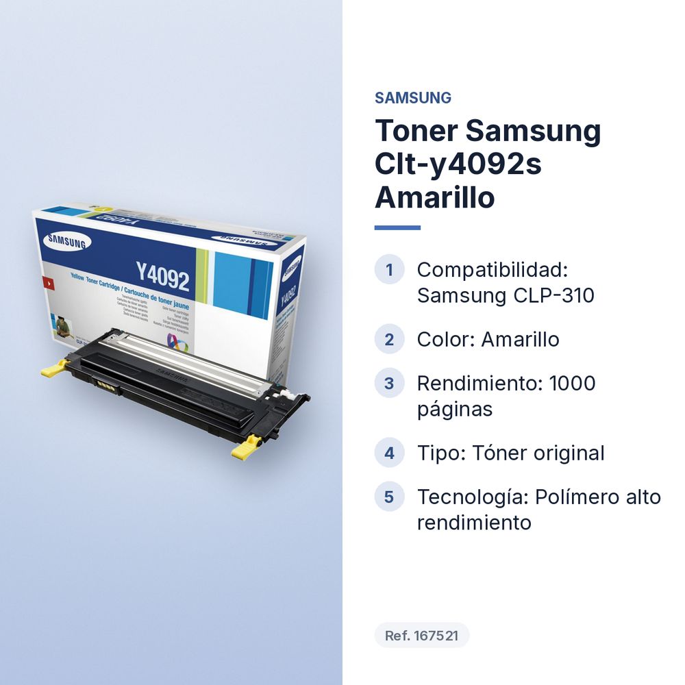 TONER SAMSUNG CLT-Y4092S AMARILLO - características principales