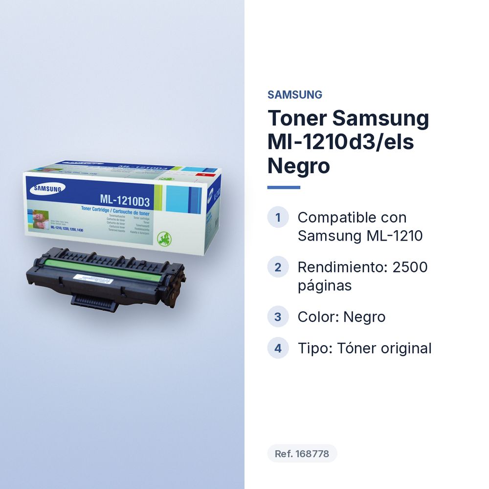 TONER SAMSUNG ML-1210D3/ELS NEGRO - características principales