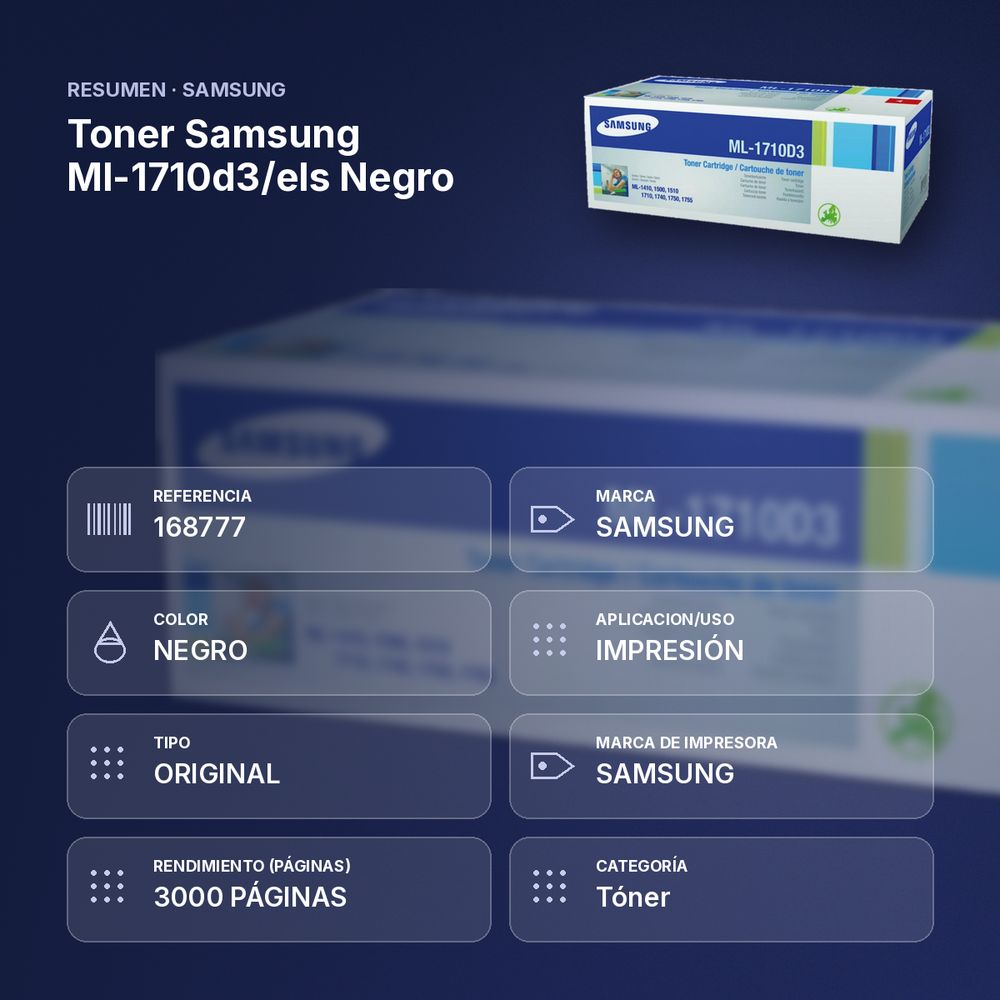 TONER SAMSUNG ML-1710D3/ELS NEGRO - resumen de atributos