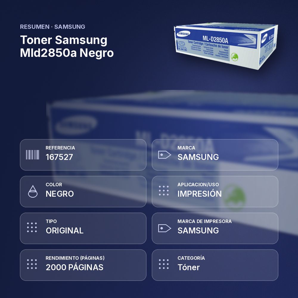 TONER SAMSUNG MLD2850A NEGRO - resumen de atributos