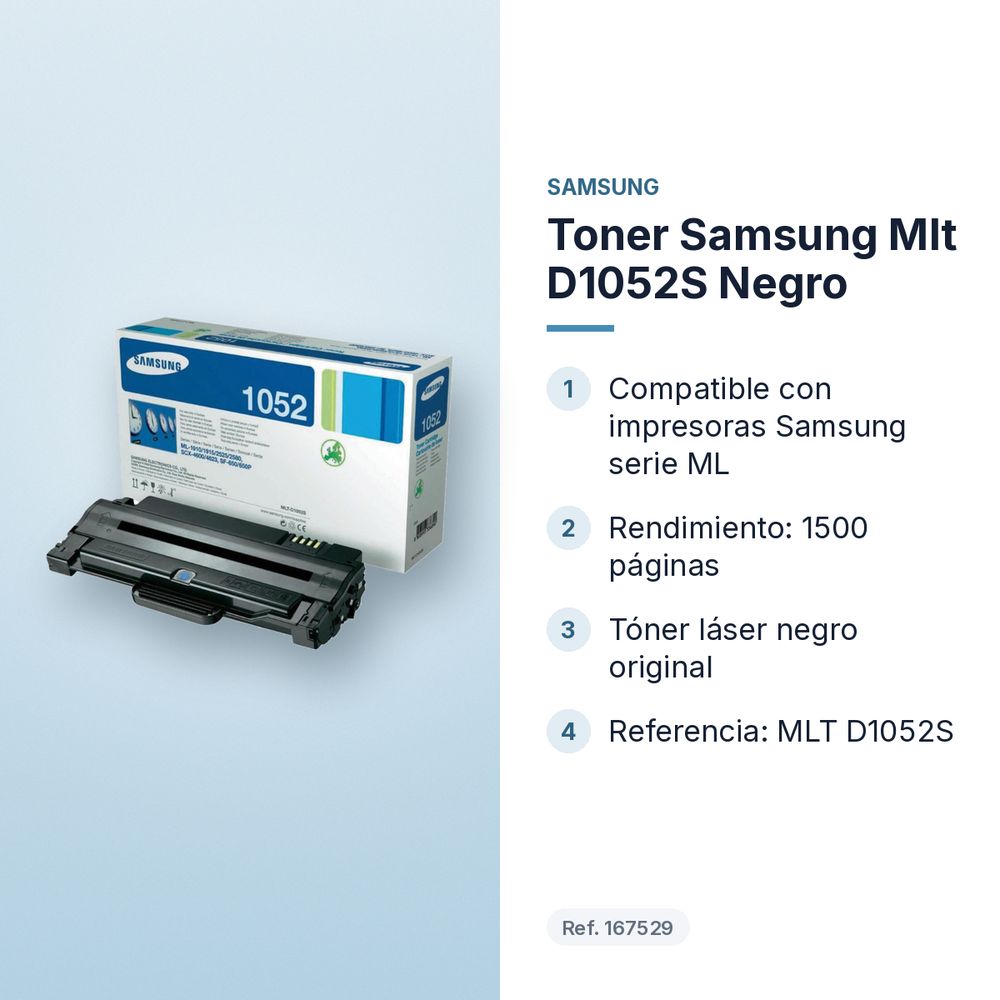TONER SAMSUNG MLT D1052S NEGRO - características principales