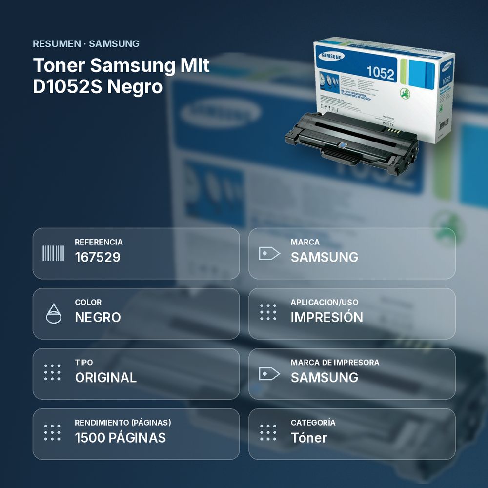 TONER SAMSUNG MLT D1052S NEGRO - resumen de atributos