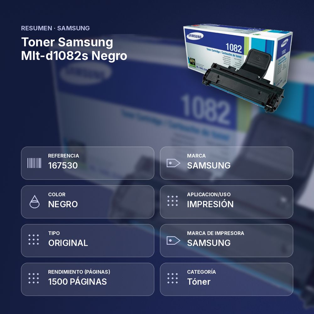 TONER SAMSUNG MLT-D1082S NEGRO - resumen de atributos