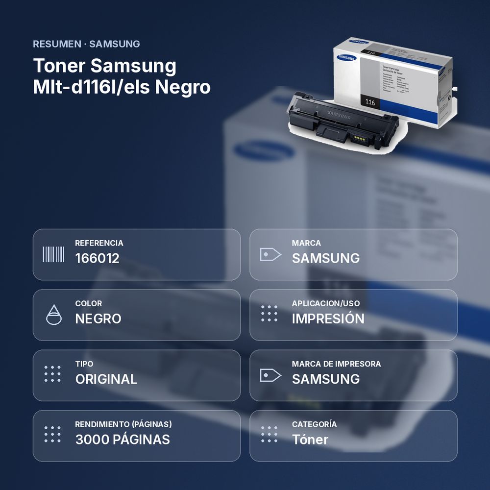 TONER SAMSUNG MLT-D116L/ELS NEGRO - resumen de atributos