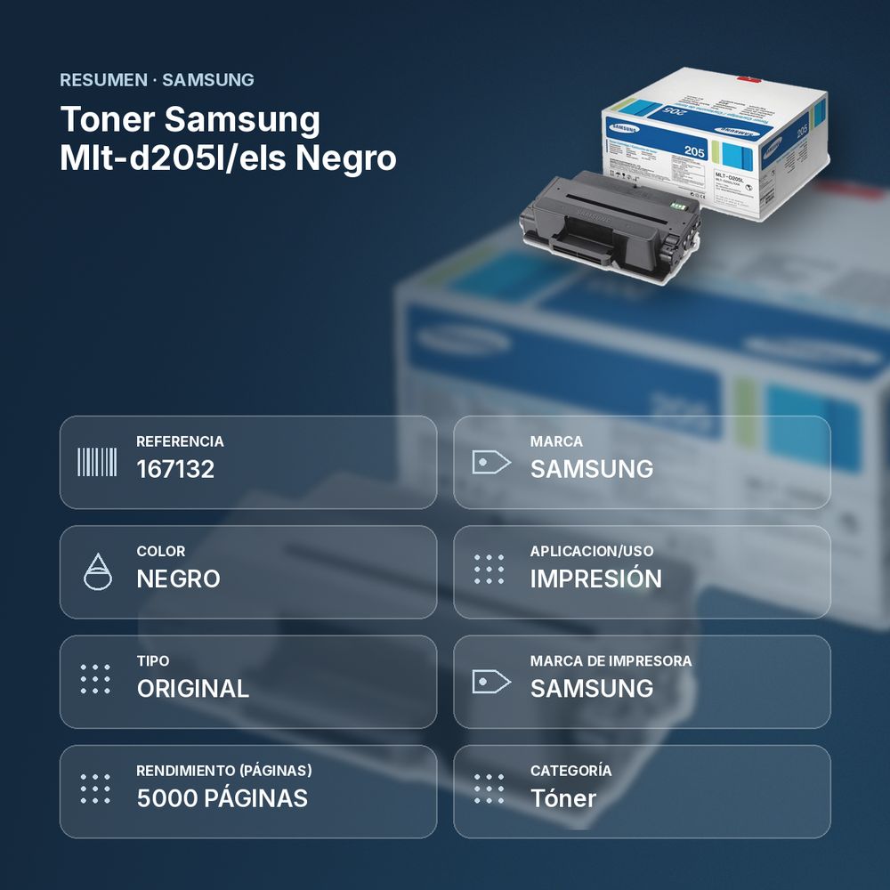 TONER SAMSUNG MLT-D205L/ELS NEGRO - resumen de atributos