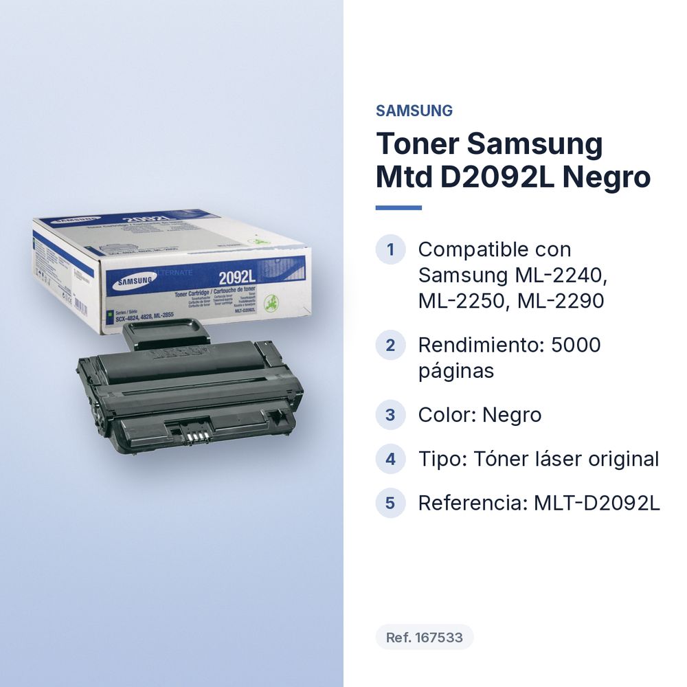 TONER SAMSUNG MTD D2092L NEGRO - características principales