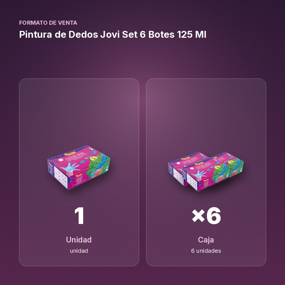 PINTURA DE DEDOS JOVI SET 6 BOTES 125 ML - formato de venta: caja de 6