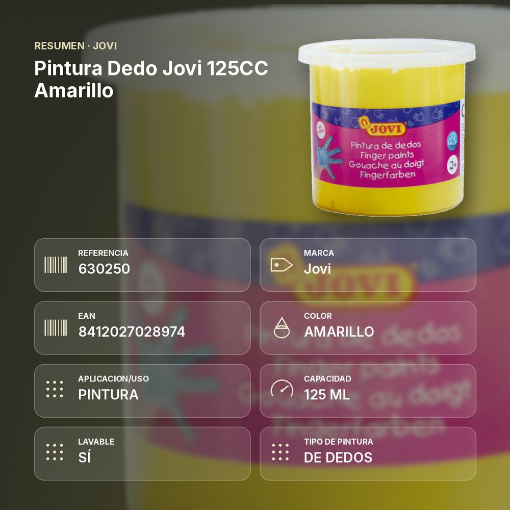 PINTURA DEDO JOVI 125CC AMARILLO - resumen de atributos