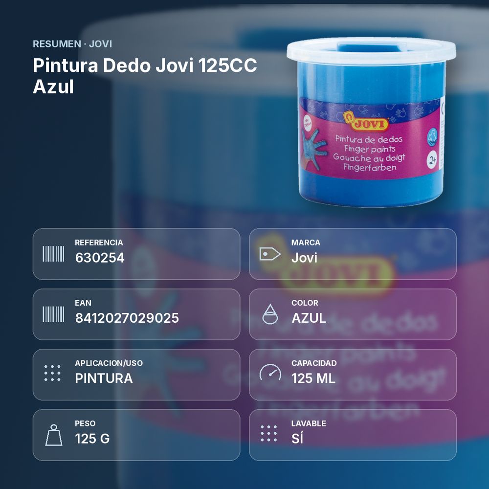 PINTURA DEDO JOVI 125CC AZUL - resumen de atributos