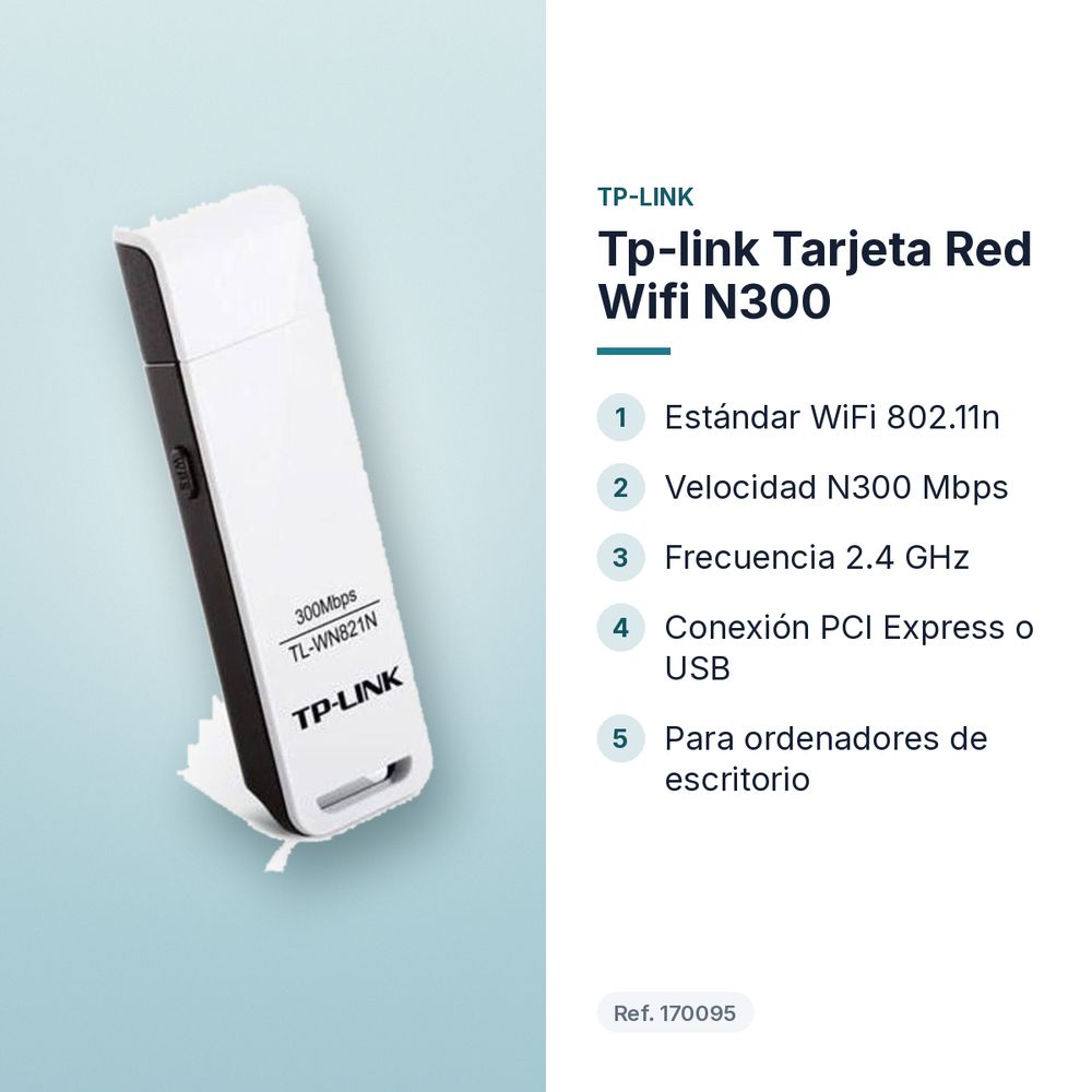 TP-LINK TARJETA RED WIFI N300 - características principales