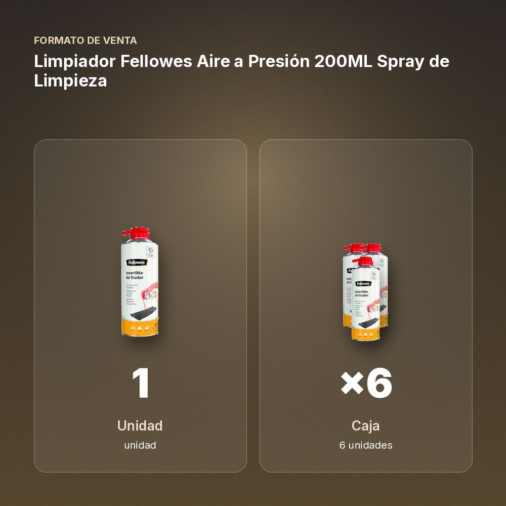 LIMPIADOR FELLOWES AIRE A PRESIÓN 200ML SPRAY DE LIMPIEZA - formato de venta: caja de 6