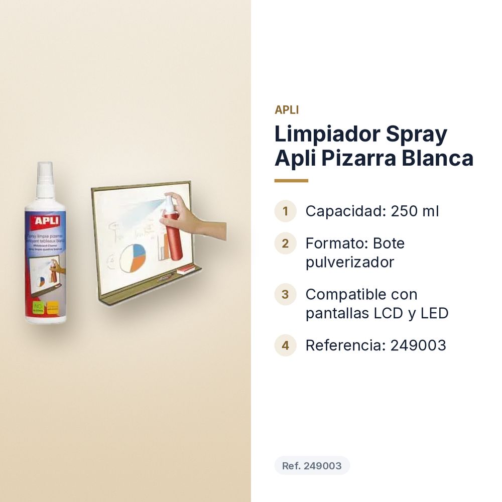 LIMPIADOR SPRAY APLI PIZARRA BLANCA - características principales