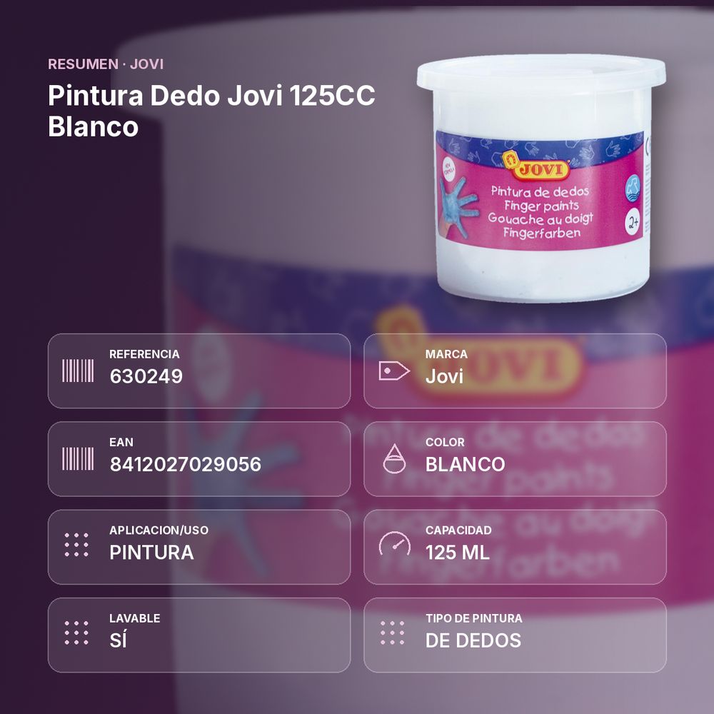 PINTURA DEDO JOVI 125CC BLANCO - resumen de atributos