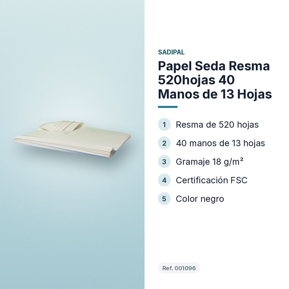 PAPEL SEDA RESMA 520HOJAS 40 MANOS DE 13 HOJAS - características principales