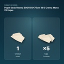 PAPEL SEDA RESMA 500H 50×75CM 18 G CREMA MANO 25 HOJAS - formato de venta: caja de 5