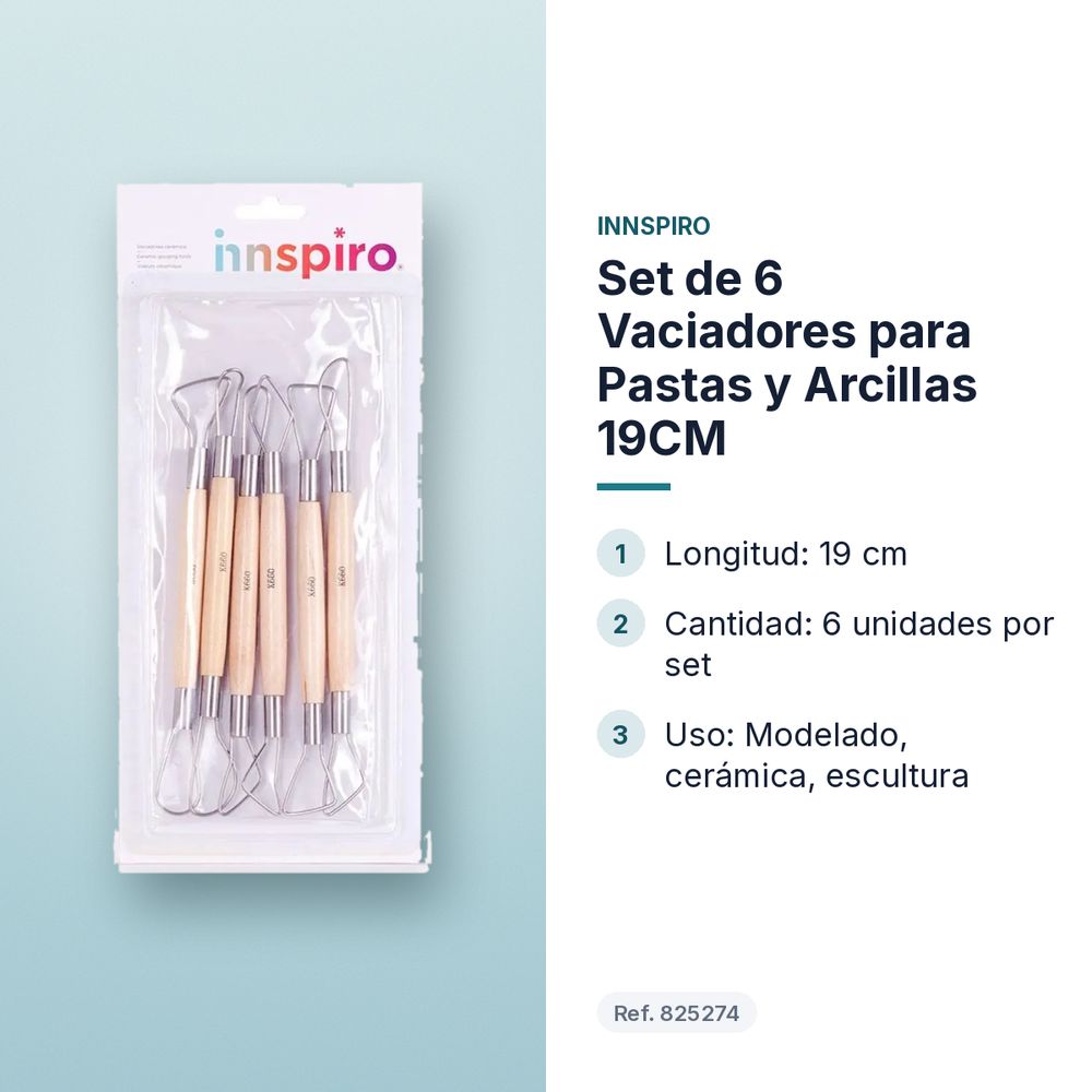 SET DE 6 VACIADORES PARA PASTAS Y ARCILLAS 19CM - características principales