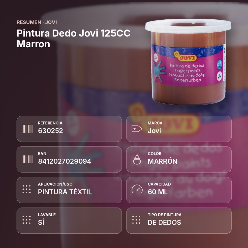 PINTURA DEDO JOVI 125CC MARRON - resumen de atributos