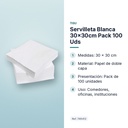 SERVILLETA BLANCA 30×30CM PACK 100 UDS - características principales