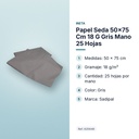PAPEL SEDA 50×75 CM 18 G GRIS MANO 25 HOJAS - características principales
