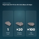 PAPEL SEDA 50×75 CM 18 G GRIS MANO 25 HOJAS - formato de venta: paquete de 20, caja de 100