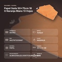PAPEL SEDA 50×75CM 18 G NARANJA MANO 13 HOJAS - resumen de atributos