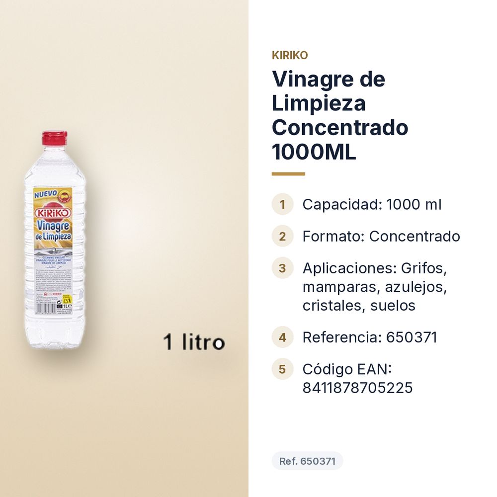 VINAGRE DE LIMPIEZA CONCENTRADO 1000ML - características principales
