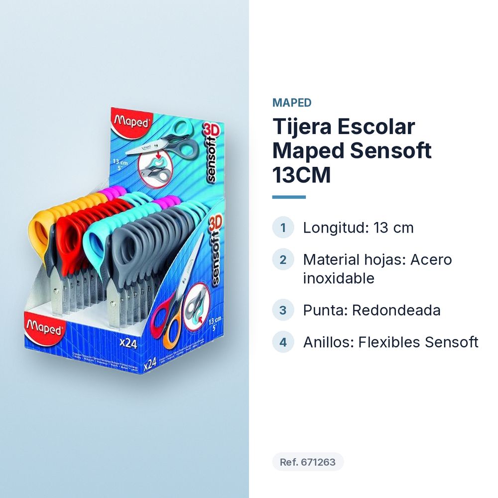 TIJERA ESCOLAR MAPED SENSOFT 13CM - características principales