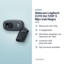 WEBCAM LOGITECH C270 HD 720P 3 MPX USB NEGRA - características principales